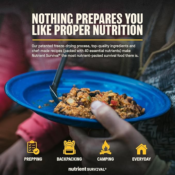 Nutrient Survival MRE Southwestern Medley Ready to Eat Meals (9 Servings) Freeze Dried Prepper Supplies & Emergency Food Supply, 40 Essential Nutrients, Shelf Stable Up to 15 Years, Pantry Pack