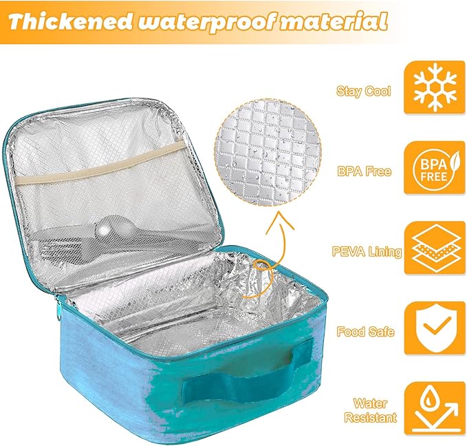 Lunch Box for Men - Reusable Lunch Bag Men Adult Women- Insulated LunchBox for Office Hiking Camping (Azure)