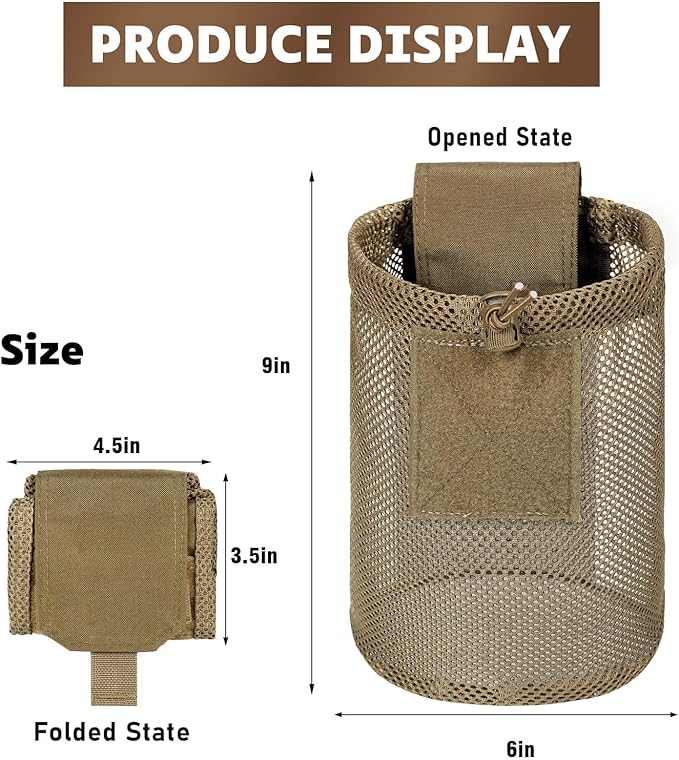 Dump Pouch Tactical Molle Mesh Pouches,Lightweight Range Compact Micro Drawstring Foraging Roll Up Foldable Recovery Ar Mag Tool Pack,EDC Drop Net Storage Belt Bag.…