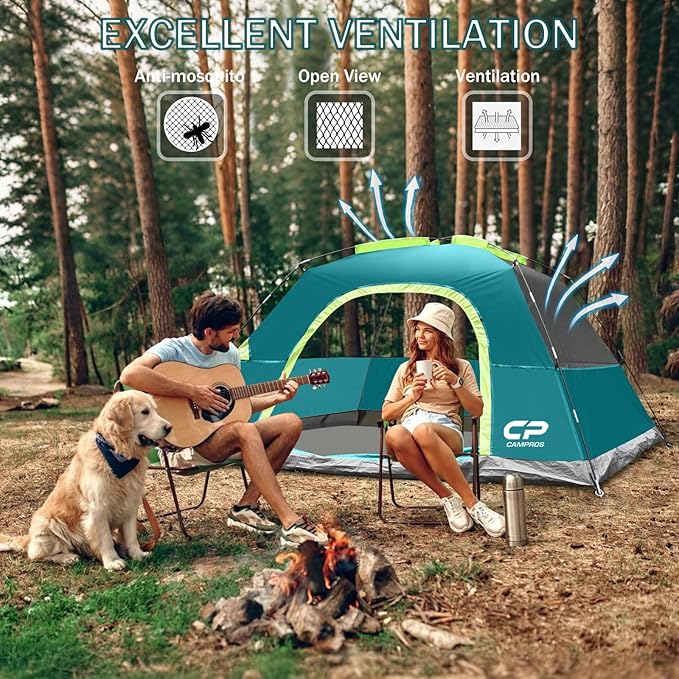 CAMPROS CP Tents for Camping 4/6 Person Tent Waterproof Windproof Double Layer Camping Tent, Easy Setup Dome Tent with Large Mesh Windows & Wider Door for Outdoor Camping & Hiking