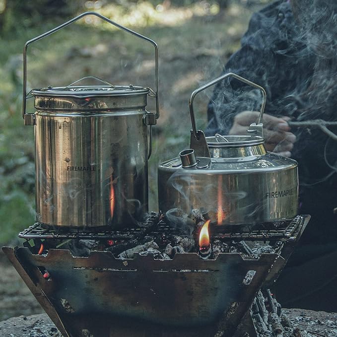 Firemaple Antarcti Stainless Steel Pot - Food Grade SUS304 Camping Pot with Steaming Function - Lightweight and Durable for Outdoor Cooking