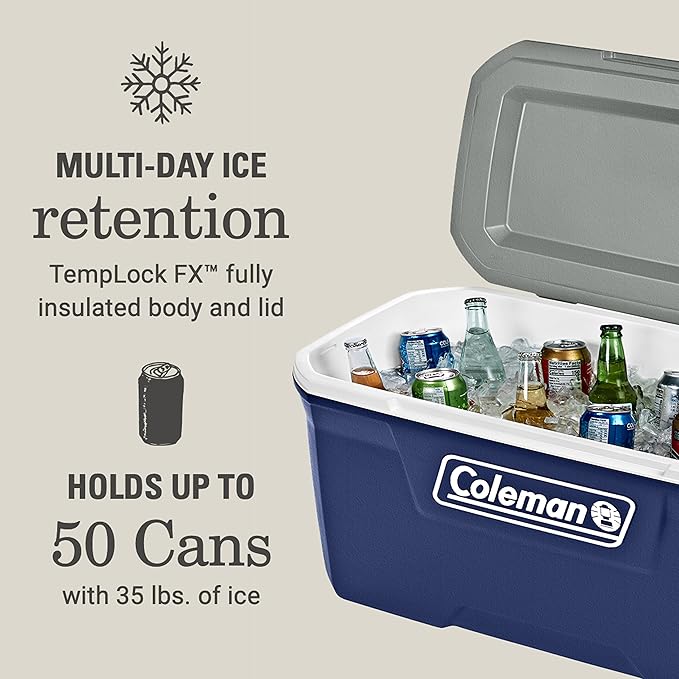 Coleman Classic Series Insulated Portable Cooler, Leak-Resistant Outdoor Hard Cooler Keeps Ice up to 5 Days, 52/70/120/150 Quart