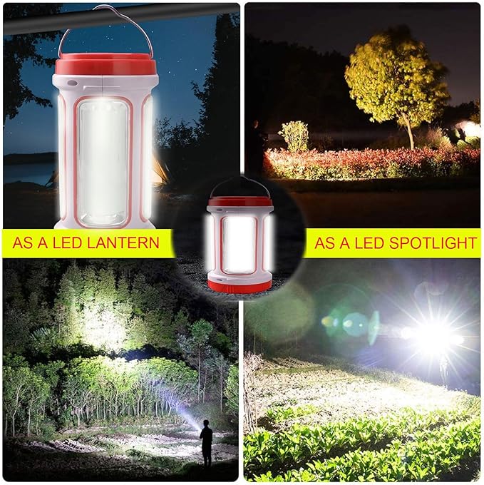 LED Searchlight, Solar Rechargeable Super Bright 10000LM Handheld Spotlight Lantern, Multifunctional LED Lamp Camping Flashlight, 5 Light Modes, Power Bank, IPX4 Waterproof, for Emergency