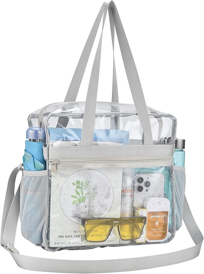 USPECLARE Clear Tote Stadium Approved, Security Travel & Gym Clear Bag for Work Sports Games Concerts