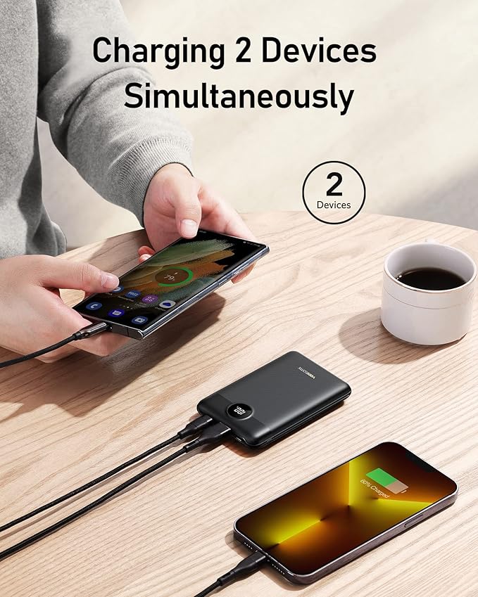 VEEKTOMX Mini Power Bank 10000mAh, 22.5W Fast Charging Small Portable Charger with PD 3.0 & QC 3.0,USB C Slim Compact iPhone Charger, Dual Output Compatible with iPhone, Samsung,Travel Must Haves