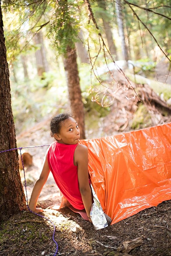 Survive Outdoors Longer 90% Heat Reflective Emergency Blanket - Polyethylene Rescue Blanket - Disaster Preparedness or Outdoor Survival Kit - Waterproof & Windproof - 56" x 84", 5.9 oz, Orange, 4 Pack