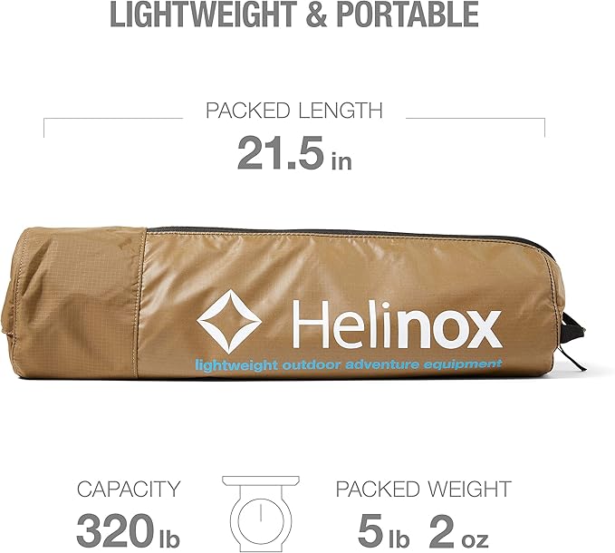 Helinox Cot One Lightweight, Compact, Collapsible, Portable Camping Cot, Regular, Coyote Tan