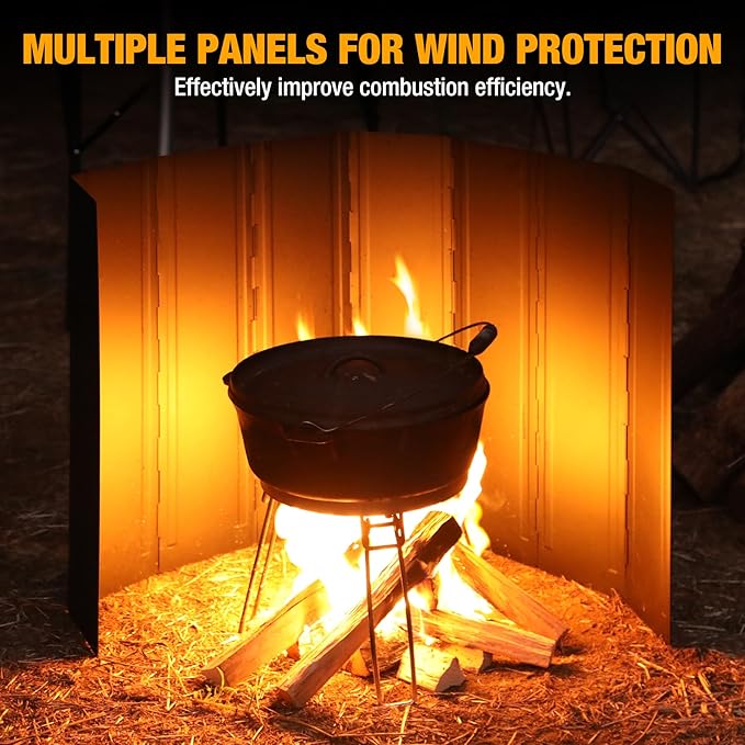 Lineslife 23.6" Extra Tall Camping Stove Windscreen, Heavy Duty 8 Plates Folding Portable Camp Stove Windshield for Camping Hiking Picnic, Compatible with Butane Burners & Grills