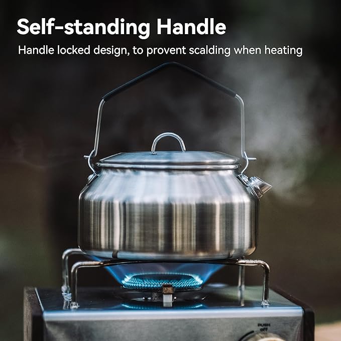 Camping Kettle 1Liter, Camp Tea Coffee Pot Stainless Steel Outdoor Hiking Kettle Pot Lightweight Durable Camping Tea Kettle