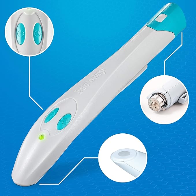 bite away - the original electronic bite treatment for mosquito bites, made in Germany. Works without chemicals - treatment by heat, up to 300 applications possible with the first set of batteries 2pc