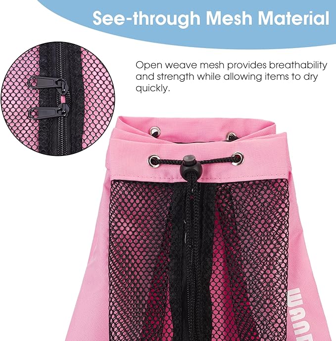 WANDF Swim Bag Mesh Drawstring Backpack Beach Backpack for Swimming, Gym, and Workout Gear