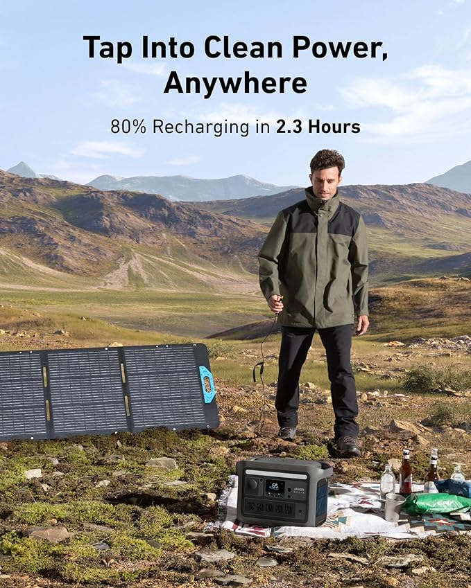 Anker SOLIX C800 Plus Portable Power Station, 1200W (Peak 1600W) Solar Generator with Camping Lights, 768Wh LiFePO4 Battery for Outdoor Camping, RVs, Road Trip, Power Outages (Optional Solar Panel)