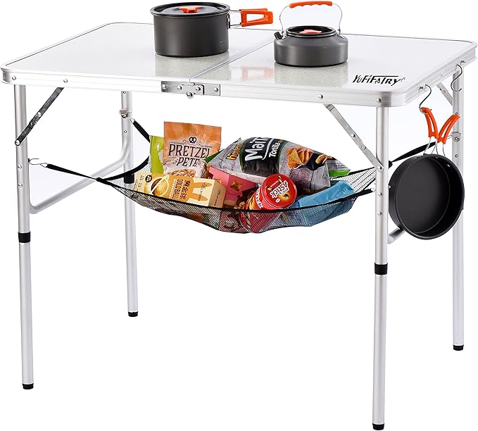 Folding Camping Table, 36''L x24''W Camp Aluminum Table with Adjustable Height Legs, Indoor Outdoor Lightweight Portable Folding Dining Table for Camp Picnic Beach BBQ Cooking 3Ft(2 Heights 15"/28")
