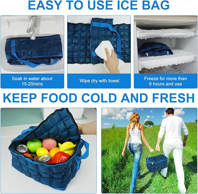 Reusable Ice Pack for Lunch Box and Cooler Bag, Reusable and Long-Lasting Cold Packs Flexible Slim Ice Packs, Freezer Packs for Shipping Food, Cooling Packs for Mailing, Lightweight & Space Saving
