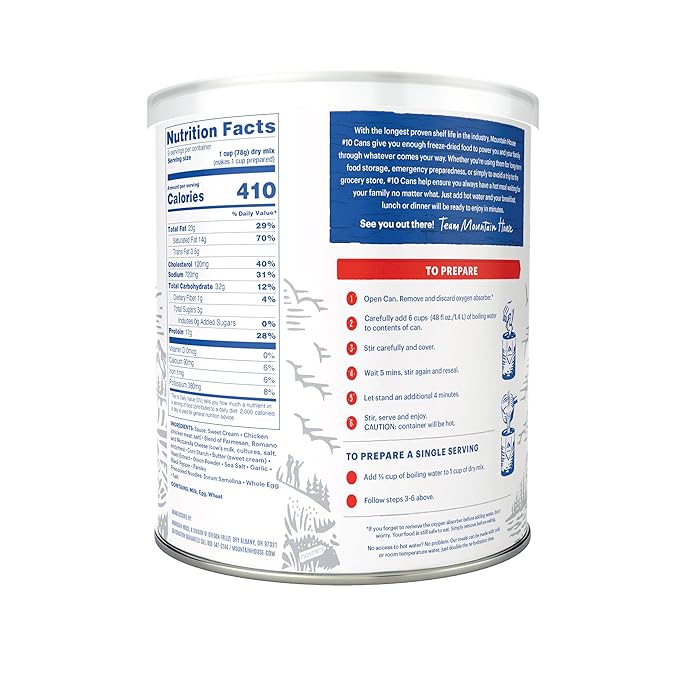Mountain House Fettuccine Alfredo with Chicken #10 Can | Freeze-Dried Survival & Emergency Food | 9 Servings