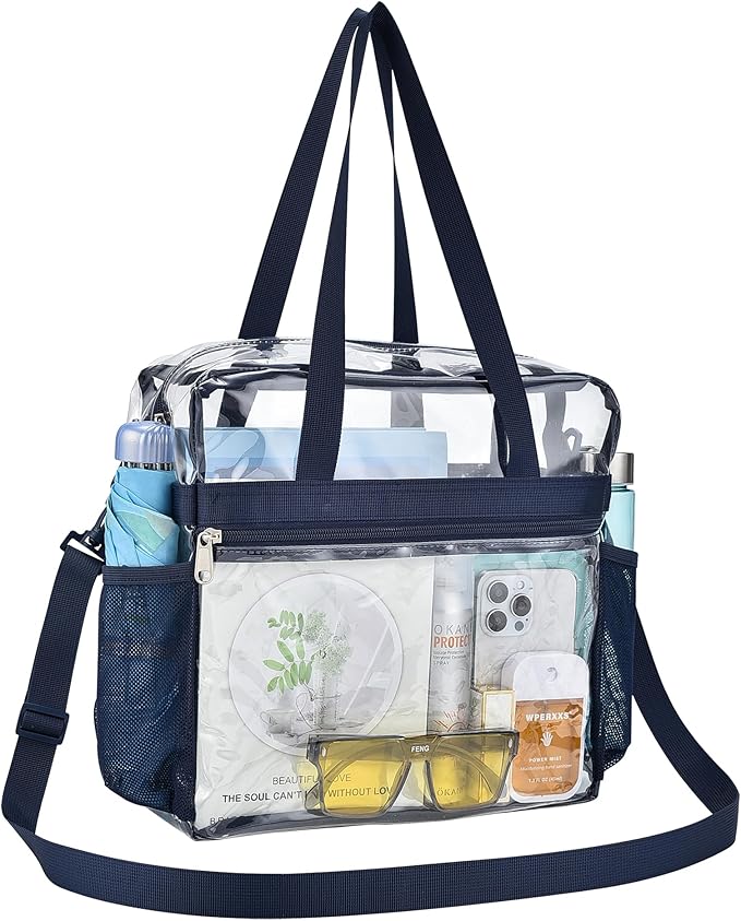 USPECLARE Clear Tote Stadium Approved, Security Travel & Gym Clear Bag for Work Sports Games Concerts