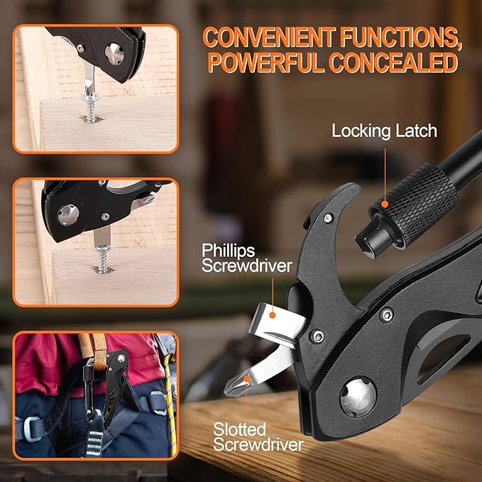 Fathers Day Dad Gifts from Daughter, Multitool Carabiner with Pocket Knife, EDC Gear with Folding Knives, Bottle Opener, Window Breaker And Screwdriver, Tactical Survival Gear for Camping And Hiking