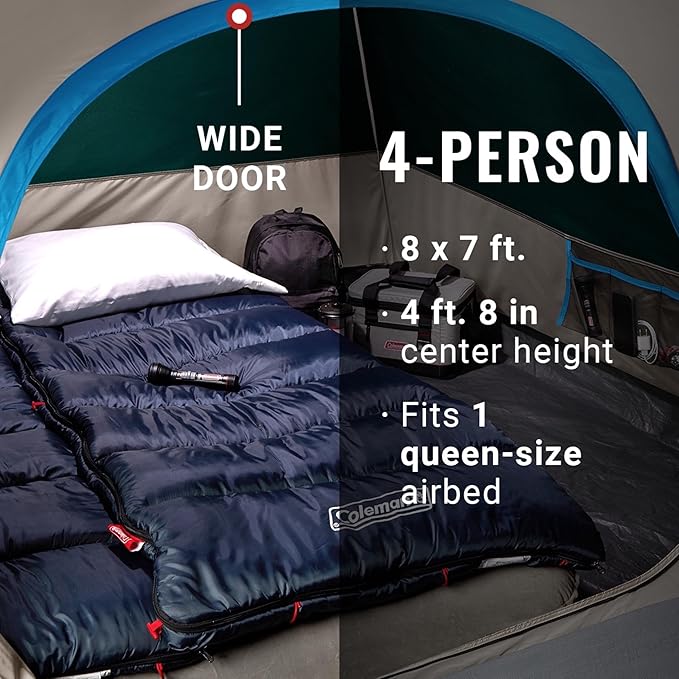 Coleman Skydome Tent with 5 Minute Setup, 2/4/6/8 Person Weatherproof Tent with Rainfly & Carry Bag, 20% More Headroom than Traditional Canopies