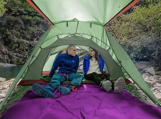 KAZOO 2/4 Person Camping Tent Outdoor Waterproof Family Large Tents 2/4 People Easy Setup Tent with Porch Double Layer