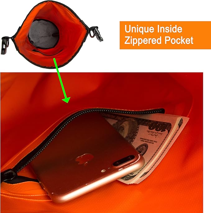 Mountain Land Waterproof Beach Dry Bag Roll Top Backpack Boat Bag Dry Sack for Kayaking Rafting Fishing Hiking Camping (Orange-40L, 40L)