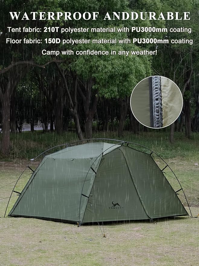 SML TOMOUNT 4 Person Tent for Camping Cabin Tent Easy Set Up Polyester PU3000mm 3 Season Outdoor Tent for Hiking Backpacking Motorcycle