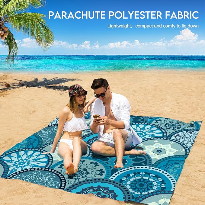 BYDOLL Beach Blanket 78''X81'' 4-7 Adults Oversized Lightweight Waterproof Sandproof Blanket for Beach Large Picnic Mat Travel Camping