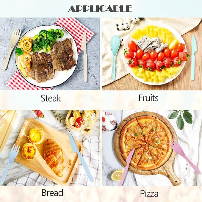 Reusable Travel Utensils Set with Case, Beige Wheat Straw Portable Knife Fork Spoons Tableware, Eco-Friendly BPA Free Cutlery for Kids and Adults as Travel Picnic Camping Utensils