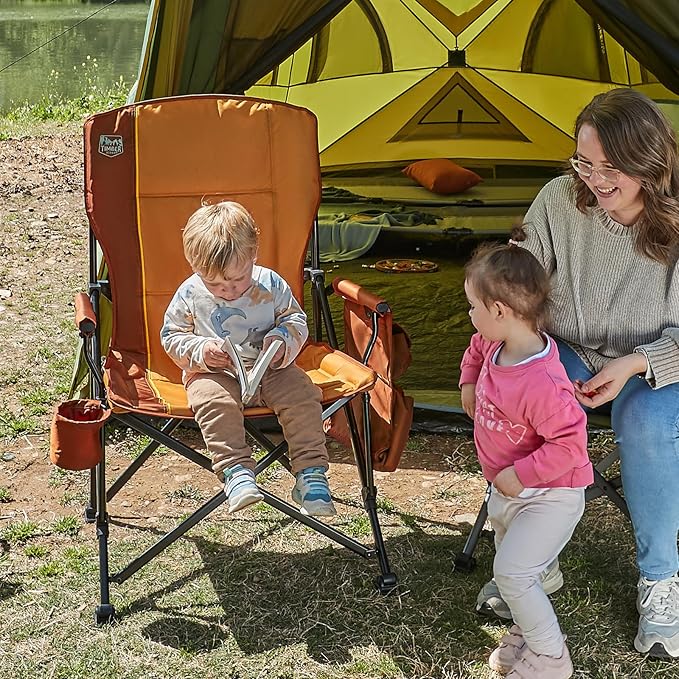 TIMBER RIDGE Oversized Folding Camping Chair High Back Heavy Duty for Adults Support up to 500lbs with Cup Holder, Side Pocket Cooler Bag 2 Pack
