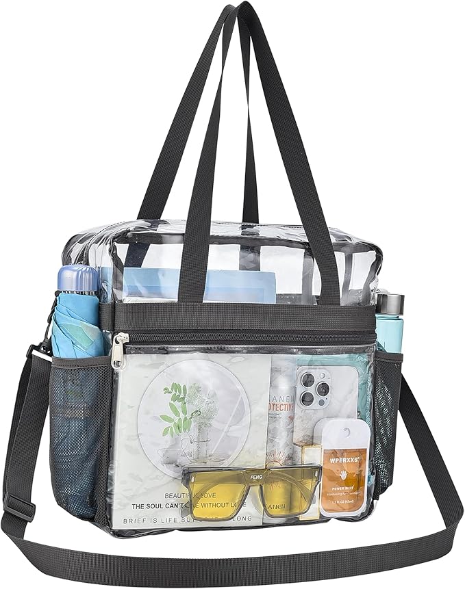 USPECLARE Clear Tote Stadium Approved, Security Travel & Gym Clear Bag for Work Sports Games Concerts