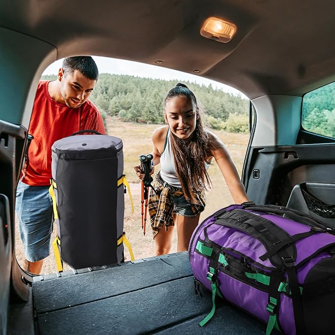 MIER Large Duffel Backpack Sports Gym Bag with Shoe Compartment, Heavy Duty and Water Resistant, Gray, 60L