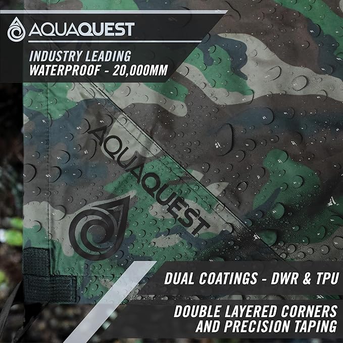 AquaQuest Defender Camping Tarp - Heavy Duty Tent Shelter or Rain Fly - Waterproof Camping Essentials for Hiking, Bushcraft & Hammock