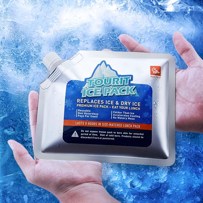 TOURIT Reusable Ice Pack for Coolers Long Lasting Cooler Ice Packs for Cooler Bag Lunch Bags/Boxes, Cooler Backpacks, Freezer Packs for Coolers