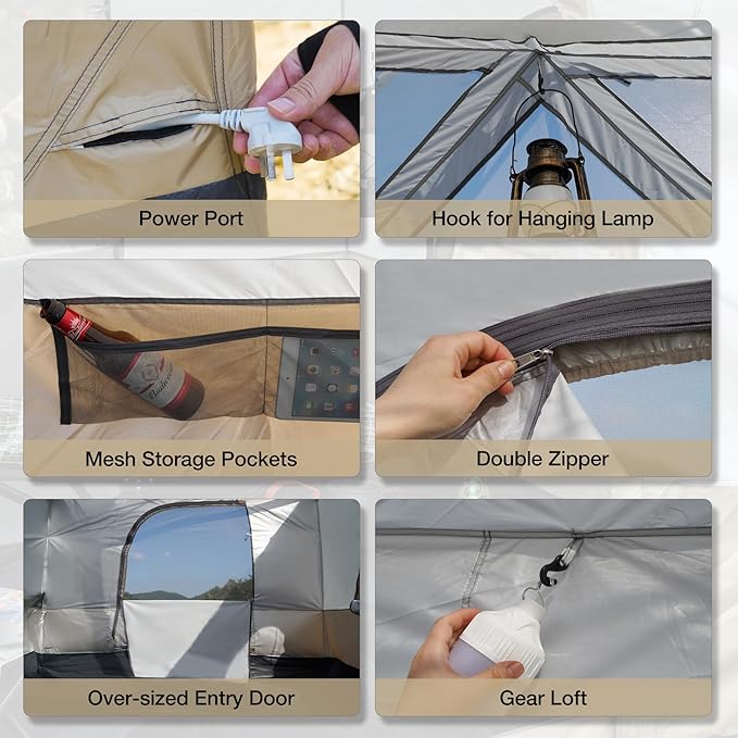 REDCAMP Canopy Camping Tent for Pop Up Canopy Tent, Inner Tent Converts Straight Leg 10'x10' or 10'x20' Canopy into Camping Tent, Fits 4-6 Person(Frame/Shelter NOT Included)