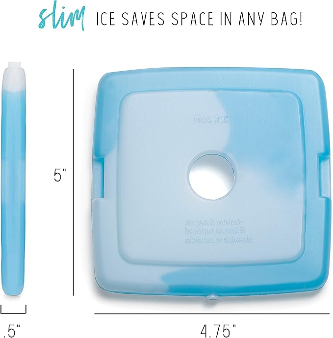 Cool Coolers By Fit & Fresh 12 Pack Slim Ice Packs, Quick Freeze Space Saving Reusable Ice Packs for Lunch Boxes or Coolers, Clear Blue Kids Ice,12 Pack