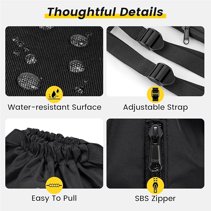 Vorspack Drawstring Backpack Water Resistant String Bag Sports Gym Sack with Side Pocket for Men Women