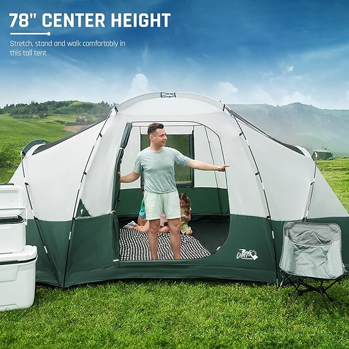 8/10/11 Person Camping Tent with Porch, Large Family Tents for Outdoor Camping, Big Dome Tent Includes Rainfly, Reflective Windproof Rope, Large Vestibule