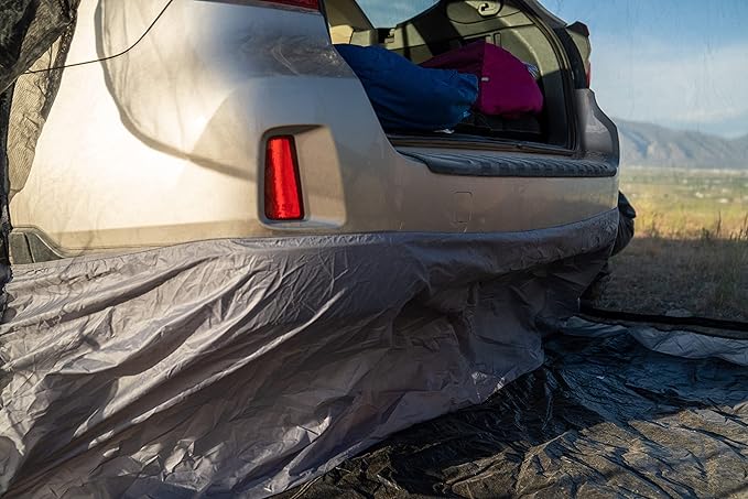 Universal SUV Tent Spacious Camping Attachment for SUV Car Van Minivan Hatchback and Truck Rear Door Setup for Outdoor and Tailgate Use with Most Automobiles with Screen Tent & Rainfly