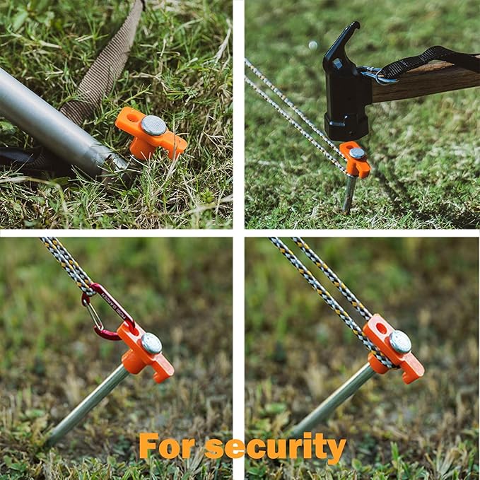 Cheardia 20 Pack Tent Stakes Heavy Duty, 10.25 Inch Yard Stakes Non-Rust Metal Tent Pegs Ground Stakes Tent Spikes for Camping Patio, Garden, Canopies, Grassland, Outdoor, Orange