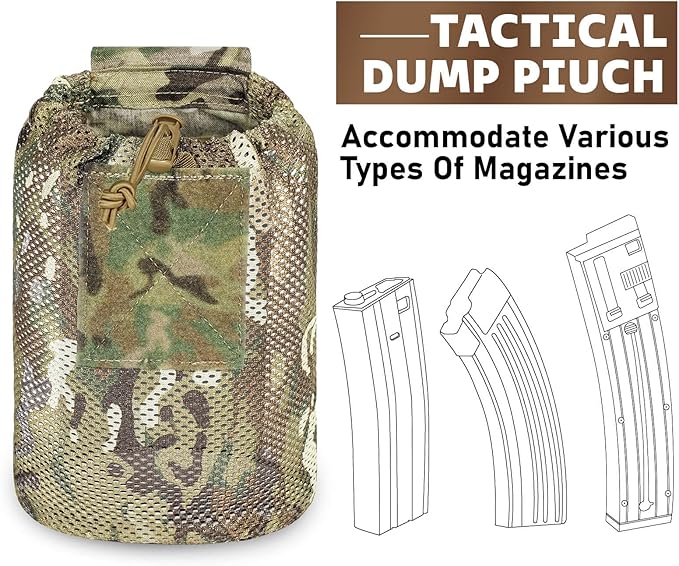 Dump Pouch Tactical Molle Mesh Pouches,Lightweight Range Compact Micro Drawstring Foraging Roll Up Foldable Recovery Ar Mag Tool Pack,EDC Drop Net Storage Belt Bag.…