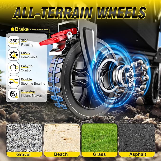 Elegear Wagon Cart Foldable Collapsible 150L 360LBS - Heavy Duty Large Capacity Utility Beach Wagon with 360° All-Terrain Wheels & Smallest Folding Design for Camping Garden Grocery Sports Shopping
