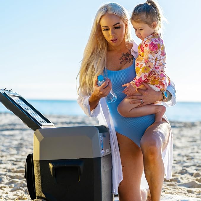 12 Volt Refrigerator, 42QT(40L) Electric Cooler, 12V Fridge APP Control, 12V Cooler -4℉~68℉, Portable Freezer 12/24V DC 110-240V AC for Camping, Travel, Truck, Home (42 QT (40L)+battery)