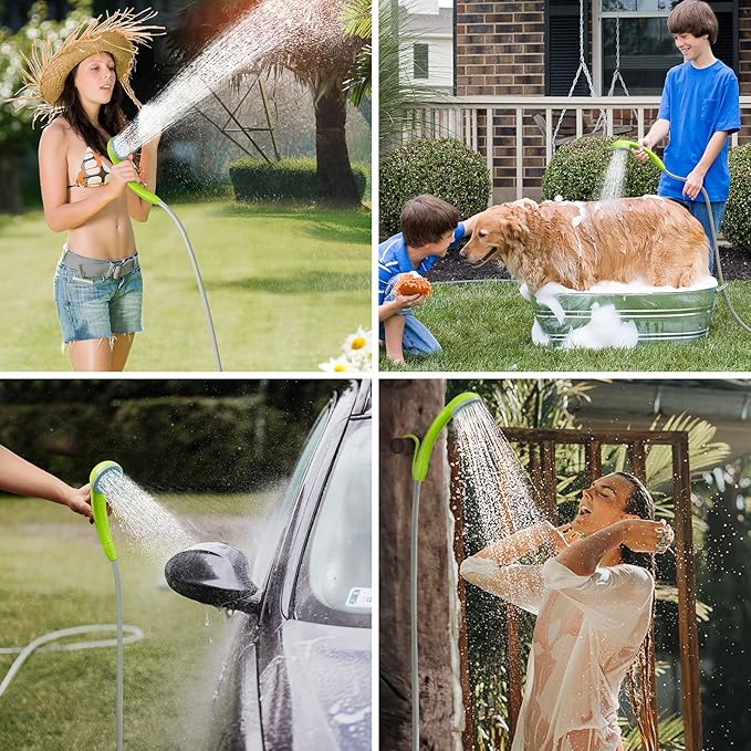 KEDSUM Portable Shower, Portable Camp Shower Pump with Rechargeable Battery, Portable Shower for Camping, Portable Outdoor Shower Head for Camping, Hiking, Traveling(+ Handheld Sprayer)