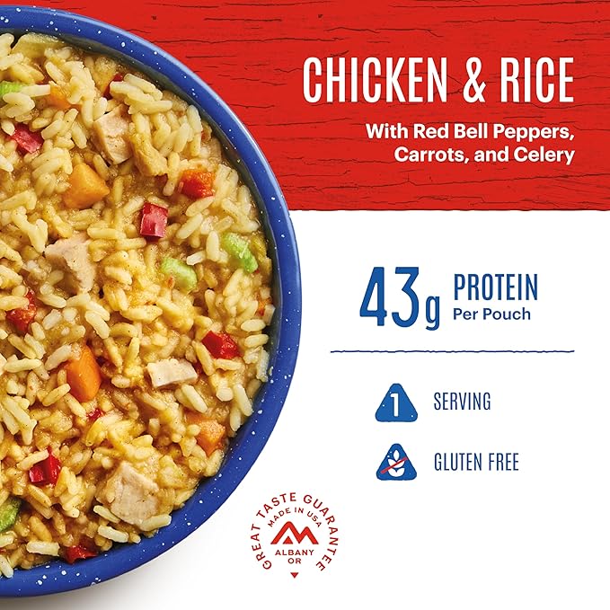 Mountain House Chicken & Rice Pro-Pak | Freeze Dried Backpacking & Camping Food | One Serving |Gluten-Free