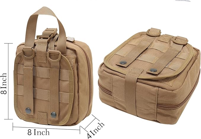 Carlebben Rip-Away EMT Pouch Molle Pouch Ifak Pouch Medical First Aid Kit Utility Pouch 1000D Nylon (with Medical Supplies Tan)