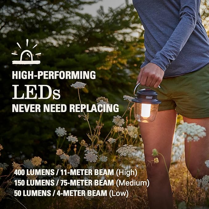 Coleman Classic Recharge 800 Lumens LED Lantern, Durable Water-Resistant Lantern with Built-in Rechargeable Batteries, Ideal for Camping and Emergencies