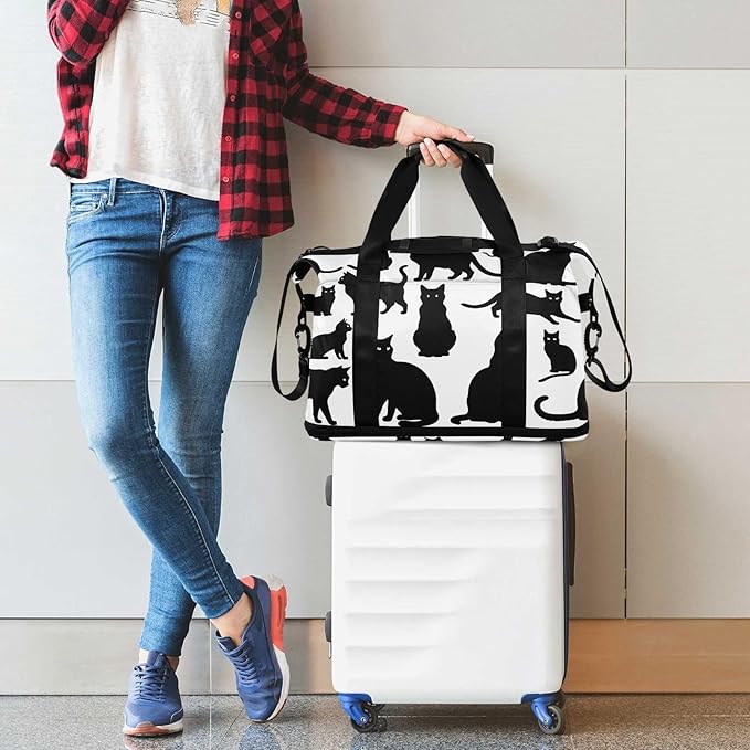 Cats Travel Duffel Bag Gym Tote Bag for Sports Waterproof Carry On Weekender Bag with Compartment