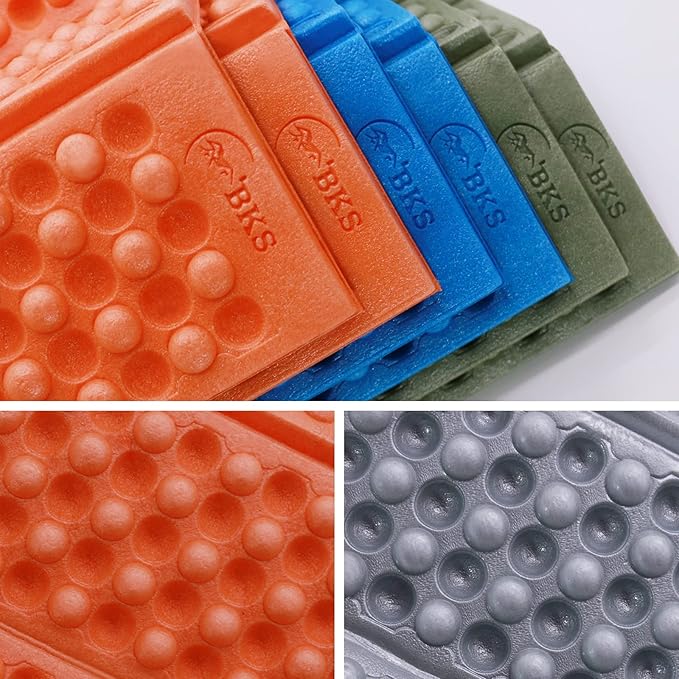 BKS 2PCS Camping Portable Foam Seat Pad, Foldable Z Waterproof Sitting Mat for Outdoor,Green/Blue/Orange……