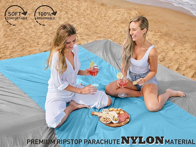 AlphaBeing Beach Blanket – Oversized 84"x84" Sandproof, Waterproof, Quick-Dry Mat for 1–7 Adults