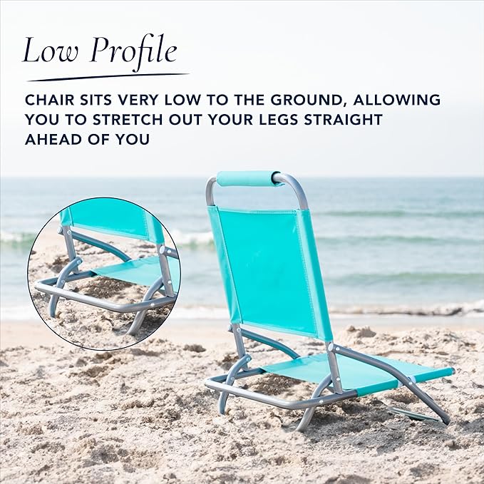 Caribbean Joe Folding Beach Chair, 1 Position Lightweight and Portable Foldable Outdoor Camping Chair, Teal