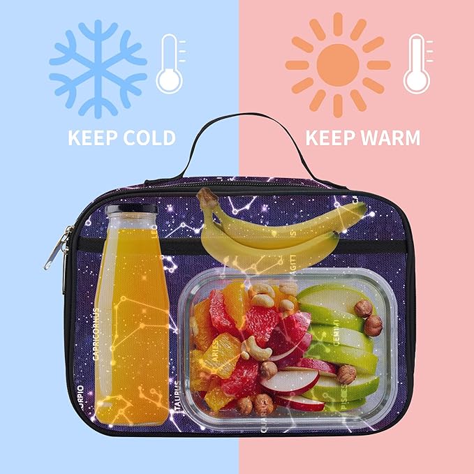rickyh style Lunch Box with Padded Liner, Spacious Insulated Lunch Bag Durable Thermal Lunch Cooler Pack with Strap for Boys Girls Adults School Sports Beach Picnic Work Camp,2 Pocket (LBXINGZUO)